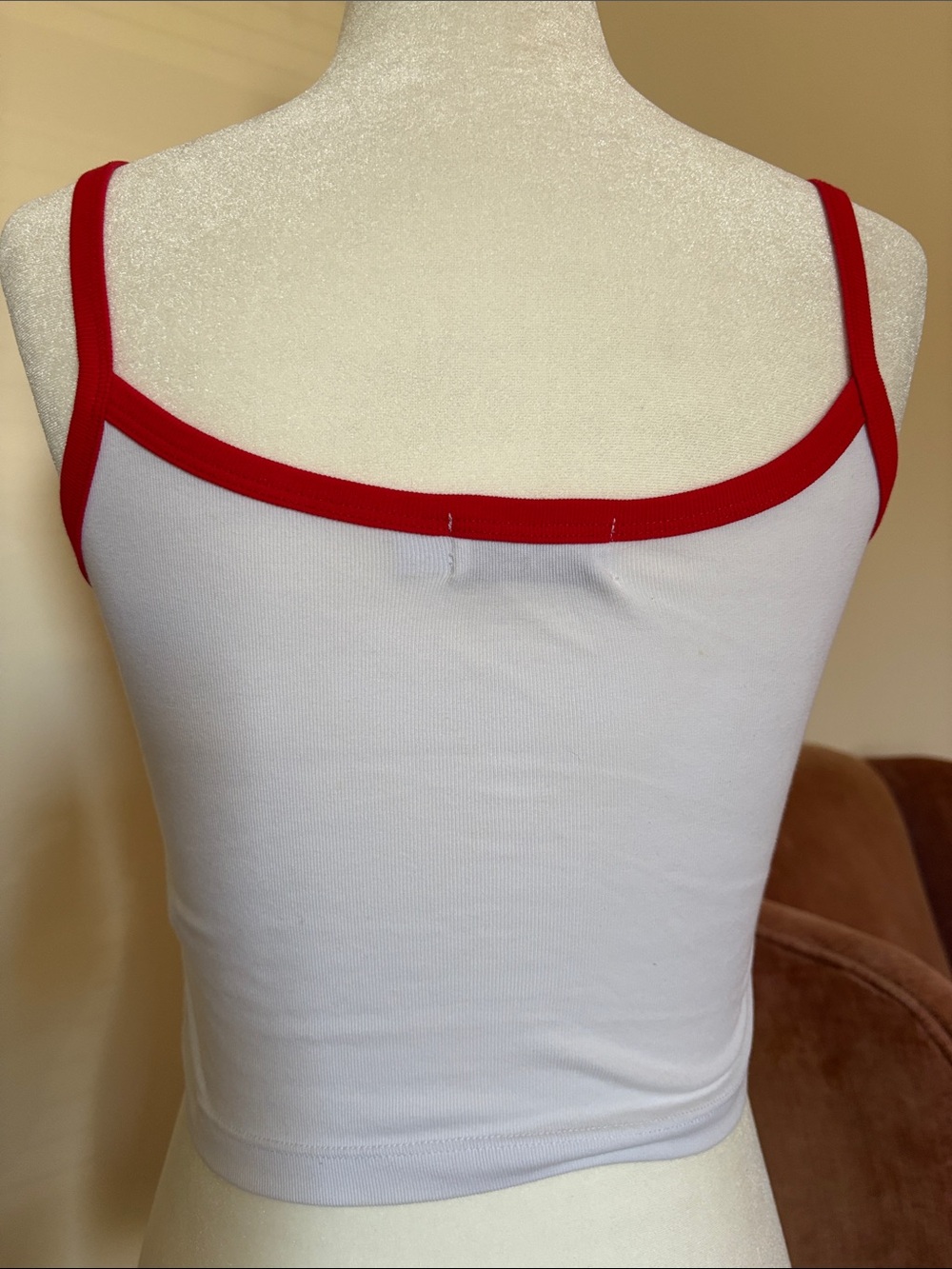The Mayfair Group Red & White Graphic Crop Tank as seen Hailey Bieber - Picture 5 of 6